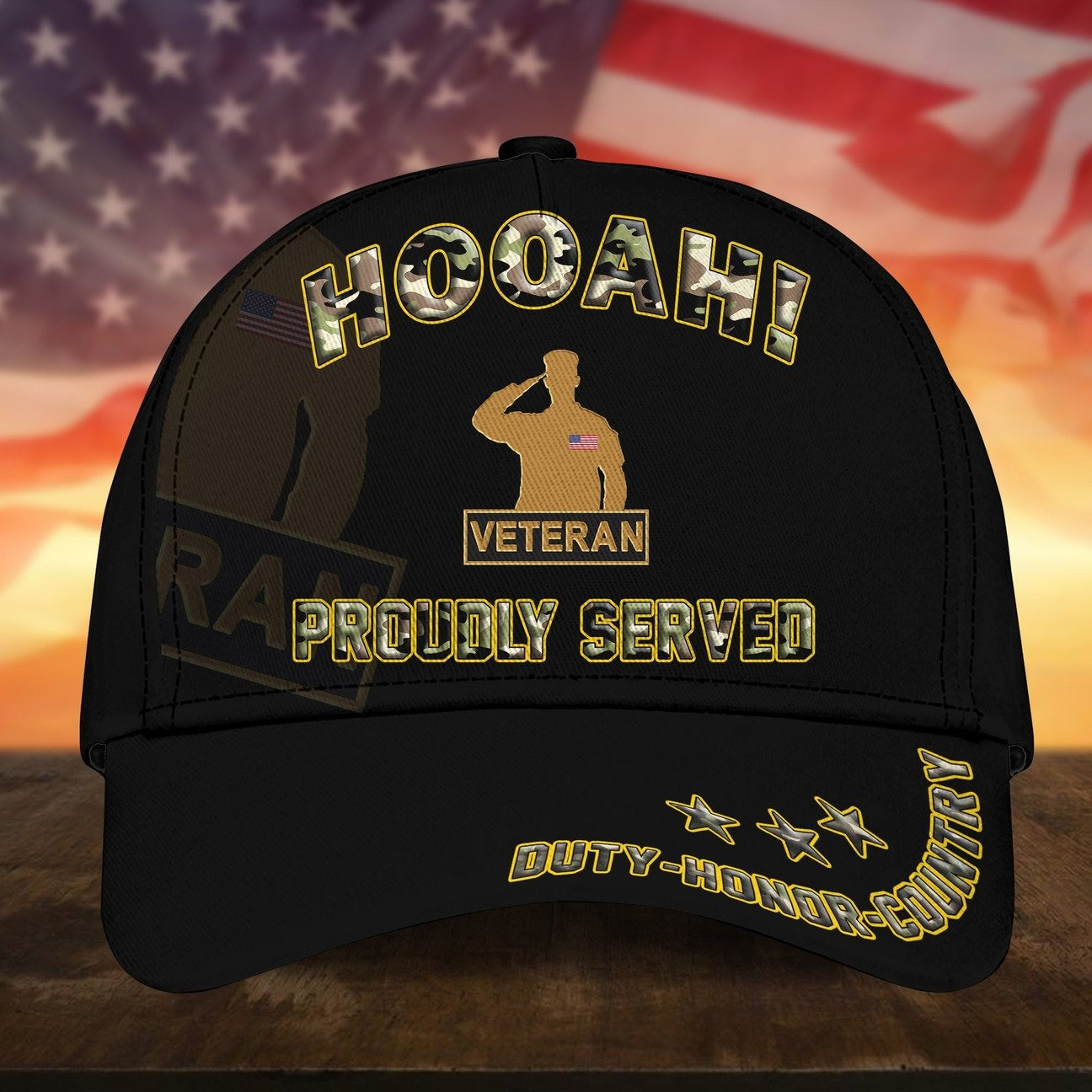 US Veteran HOOAH Baseball Cap Proudly Served Gift for Veterans