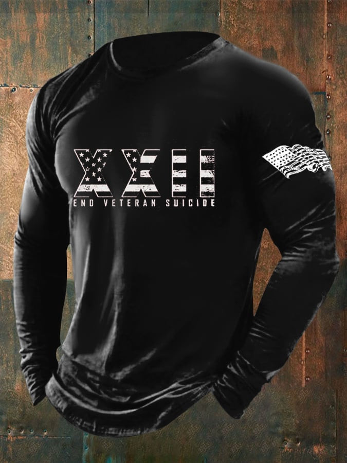 US Veteran Long Sleeve Shirt End Veteran Suicide American Flag Apparel Gifts For Veteran Man