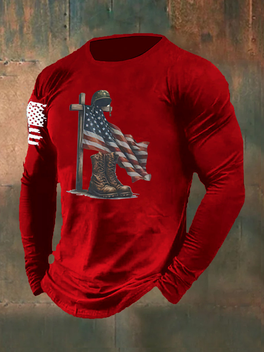 US Veteran Long Sleeve Shirt Faith American Flag Memorial Clothing Gifts For Veteran Man