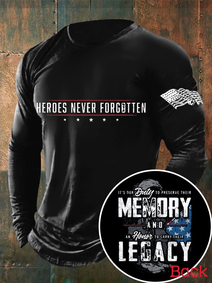 US Veteran Long Sleeve Shirt Heroes Never Forgotten Military Clothing Gifts For Father