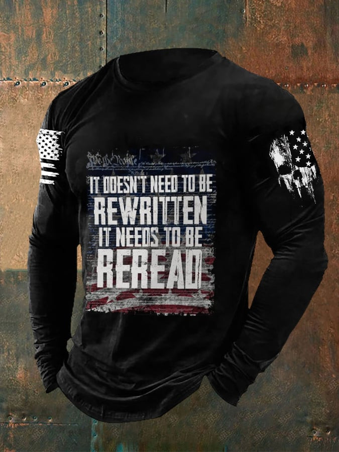 US Veteran Long Sleeve Shirt It Doesn't Need To Be Rewritten Veteran Clothing Patriotic Gifts