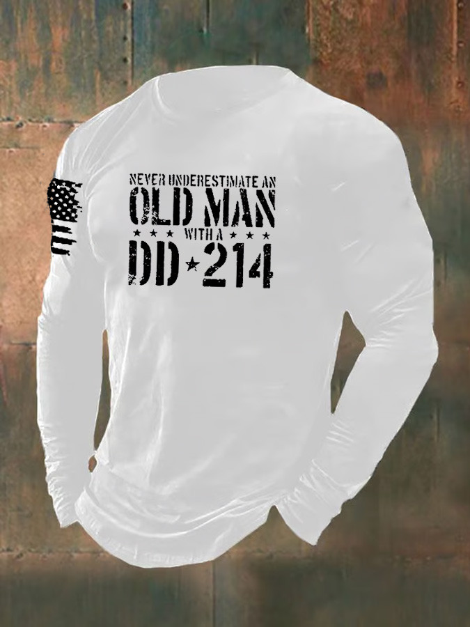 US Veteran Long Sleeve Shirt Never Underestimate An Old Man With DD 214 Veteran Merch Gift Idea