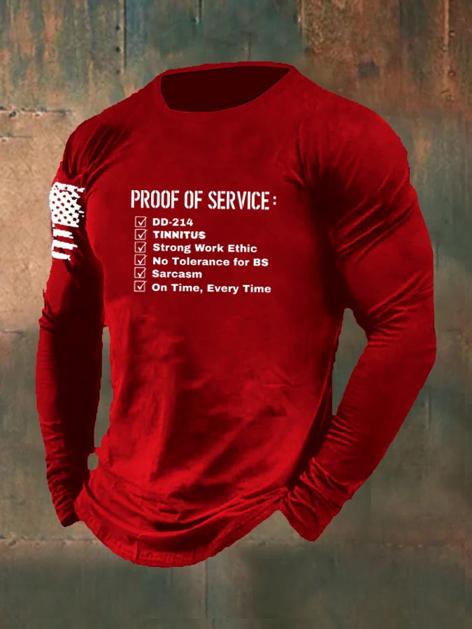 US Veteran Long Sleeve Shirt Proof Of Service American Flag Apparel Gifts For Patriotic Dad