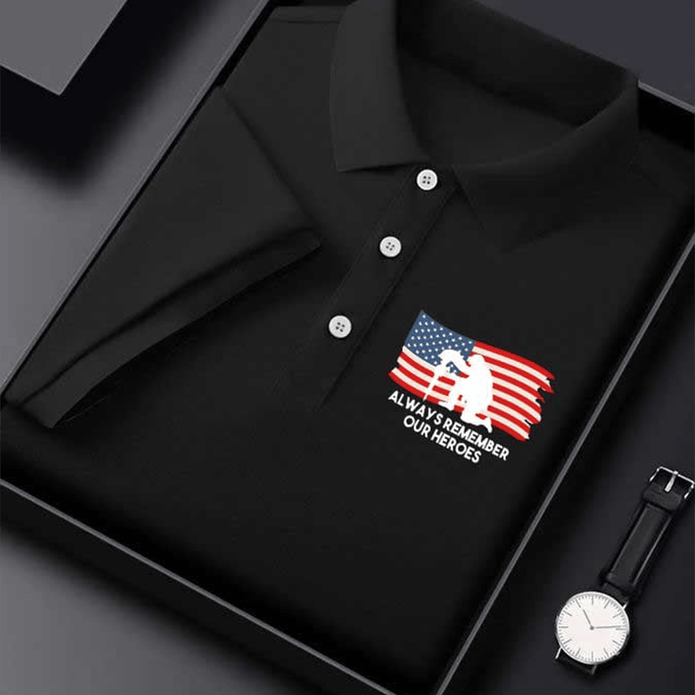 US Veteran Memorial Polo Shirt Always Remember Our Heroes Veteran Shirt Tribute Gifts