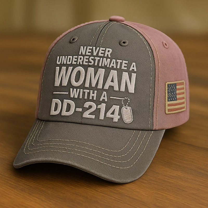 US Veteran Never Underestimate A Woman Hat DD 214 Man Card Cap Patriotic Gift Ideas