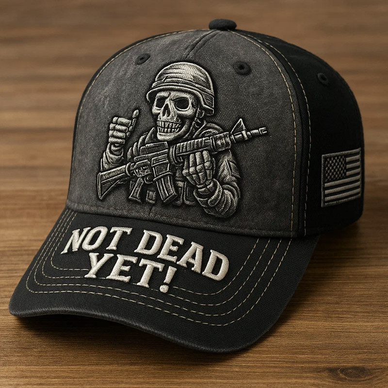 Us Veteran Not Dead Yet Hat Skeleton Pattern Baseball Cap Gifts For Veteran Dad