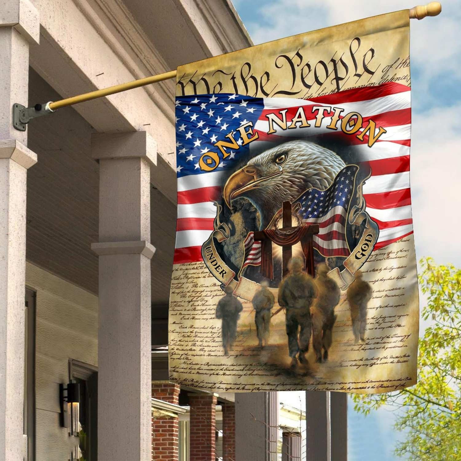 US Veteran One Nation Flag Patriotic Flag Veterans Day Decor Gift For Veterans