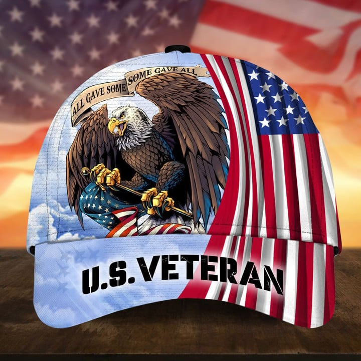 US Veteran Patriotic Eagle Hat With All Gave Some Some Gave All Cap Military Gift For Veterans