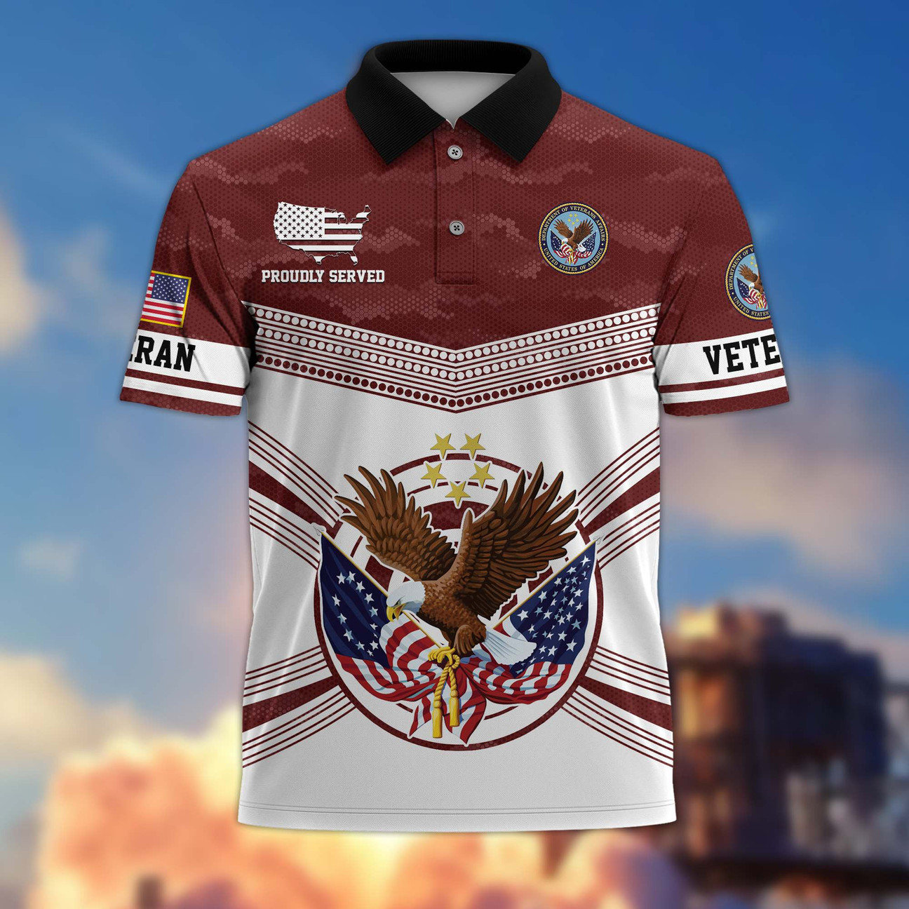 US Veteran Proudly Served Polo Shirt Best Gift for Father and Husband on Veteran Day