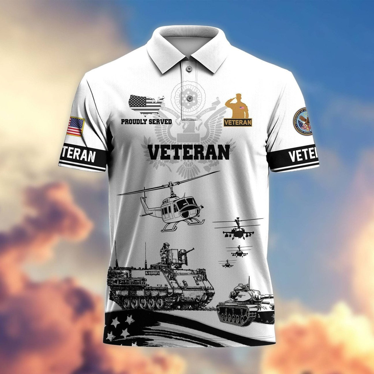 US Veteran Proudly Served Polo Shirt Infantry Military Gift for Dad and Husband and Friends on Veterans Day