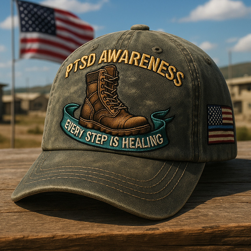 US Veteran PTSD Awareness Hat Every Step Is Healing Veteran Cap Persents For Military