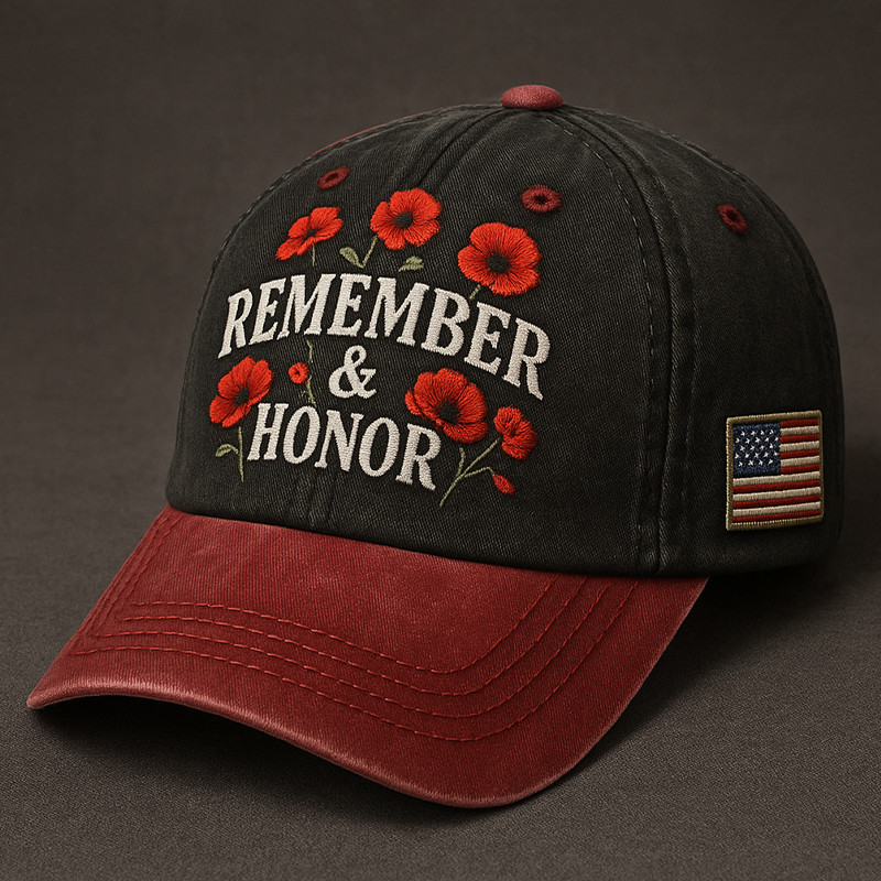 US Veteran Remember And Honor Hat American Flag Floral Baseball Cap Gifts For Military