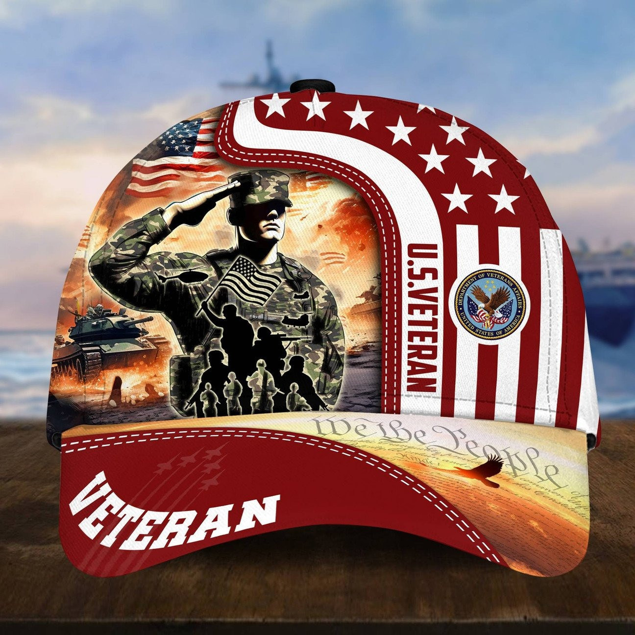 US Veteran Salute Patriotic Baseball Cap Gift For Husband on Veterans Day