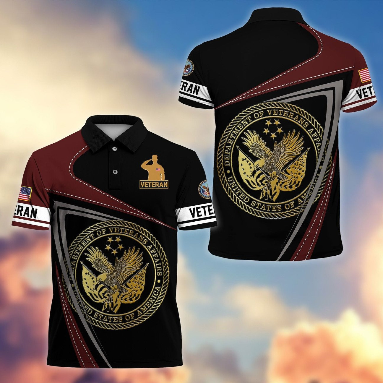 US Veteran Seal Polo Shirt Official Military Gift for Dad and Husband and Friends on Veterans Day
