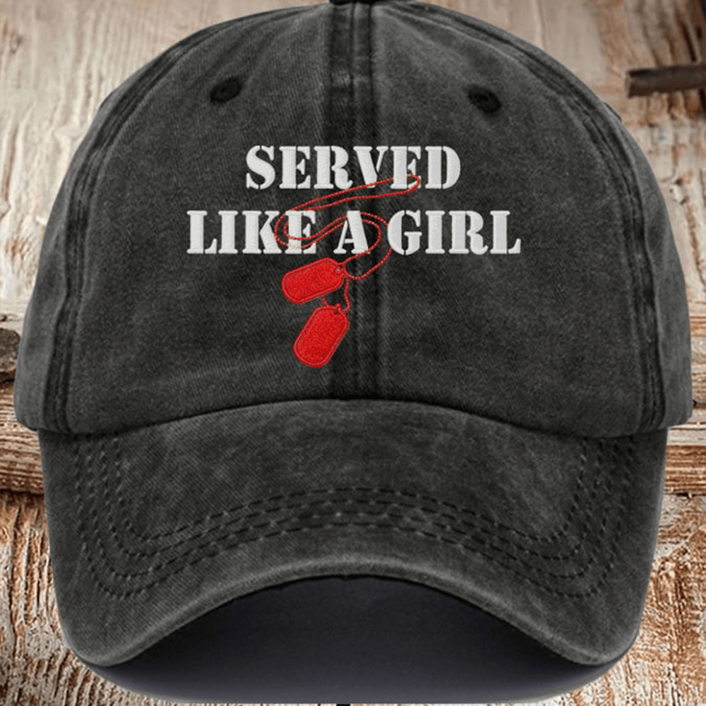 US Veteran Served Like A Girl Hat Patriotic Baseball Cap Gifts For Veteran Wife