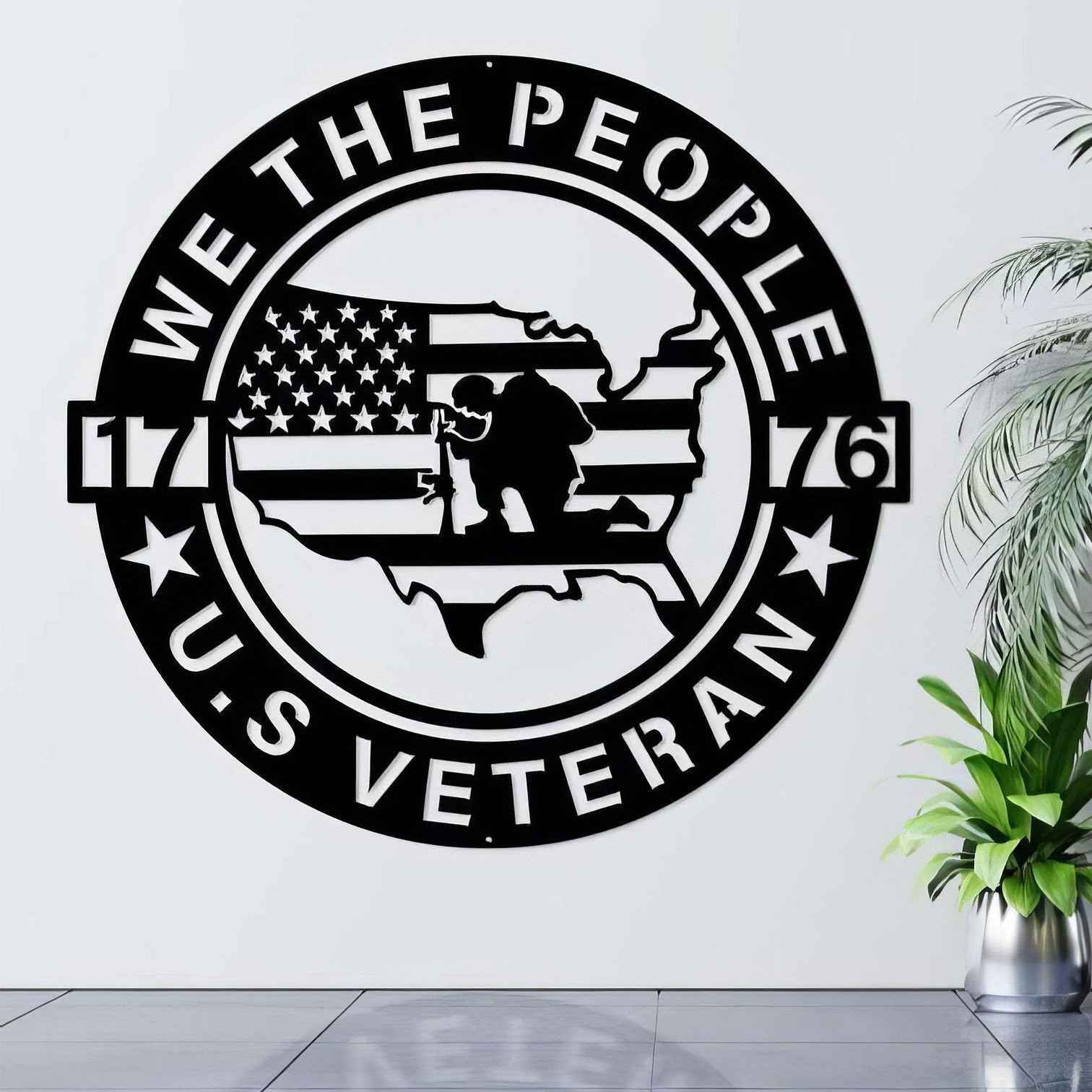 US Veteran Solider We The People Metal Sign Veteran Day Wall Decor