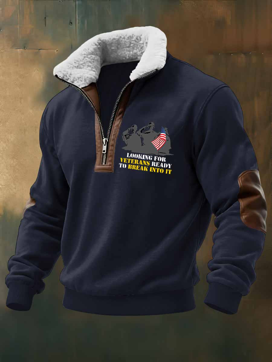 US Veteran Stand Up Collar Sweater Looking For Veterans Ready Veteran Merch Gift Ideas