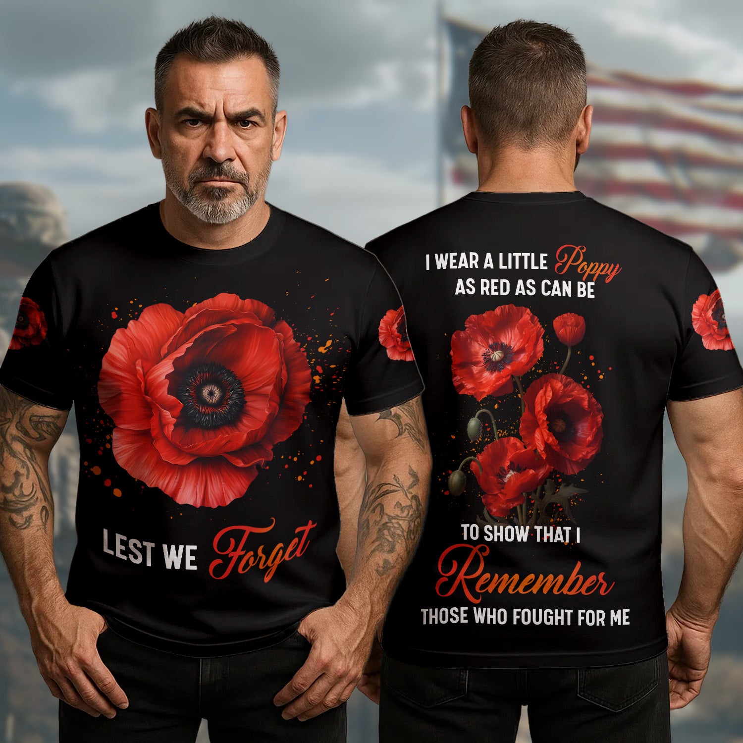 US Veteran T-Shirt I Wear A Little Red Poppy To Show I Remember Those Who Fought For Me Shirt