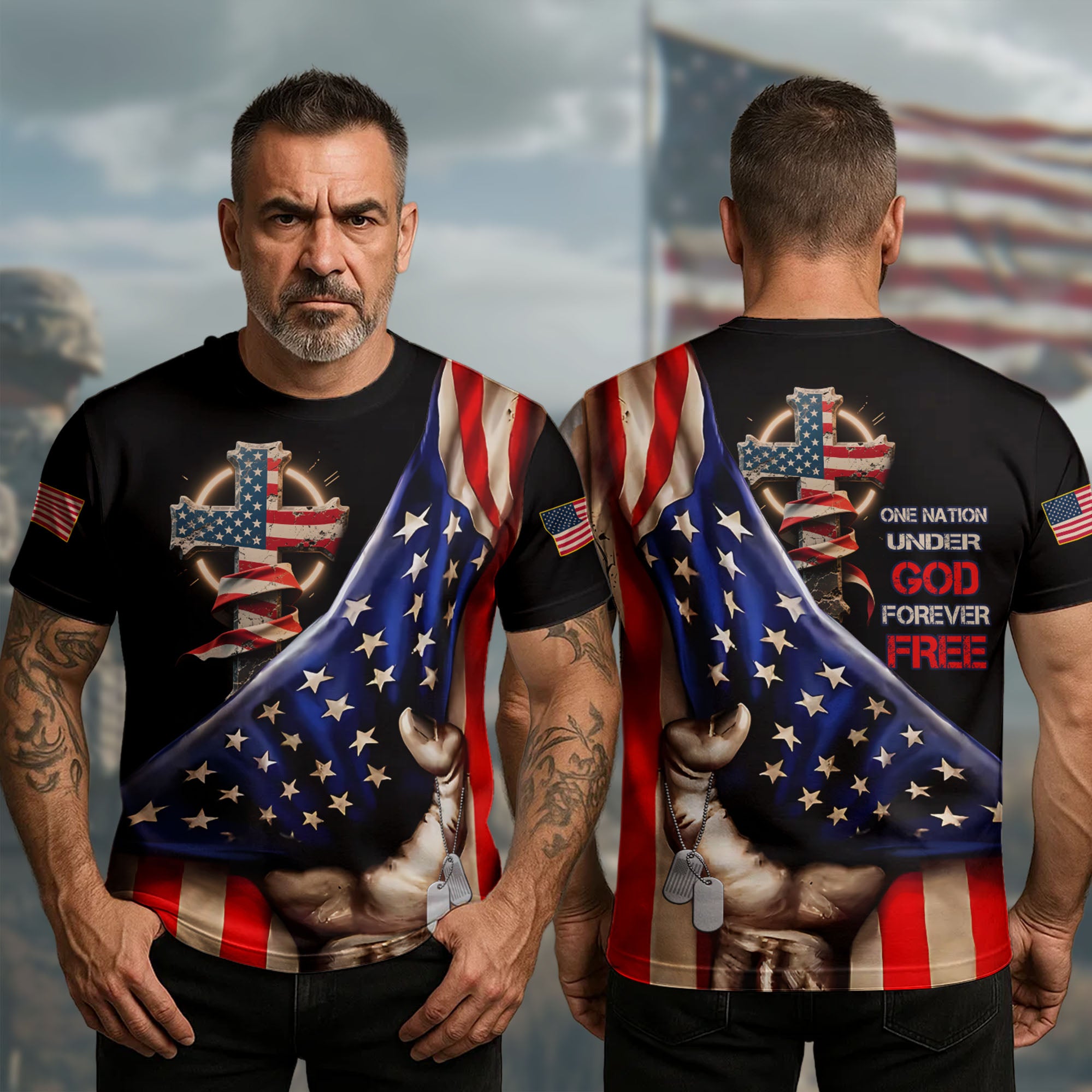US Veteran T-Shirt It's That One Nation Under God Forever Free Proudly Served Veteran Apparel