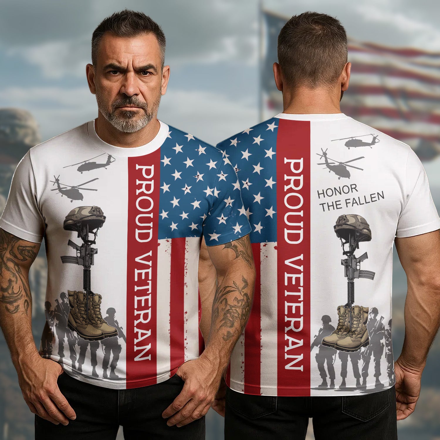 US Veteran T-Shirt Proud Veteran Honor The Fallen Proud Veteran Gift Ideas
