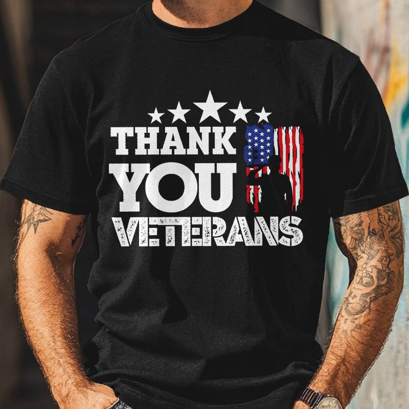 US Veteran T-Shirt Thank You Veterans American Flag Patriotic Gifts Tee For Friends