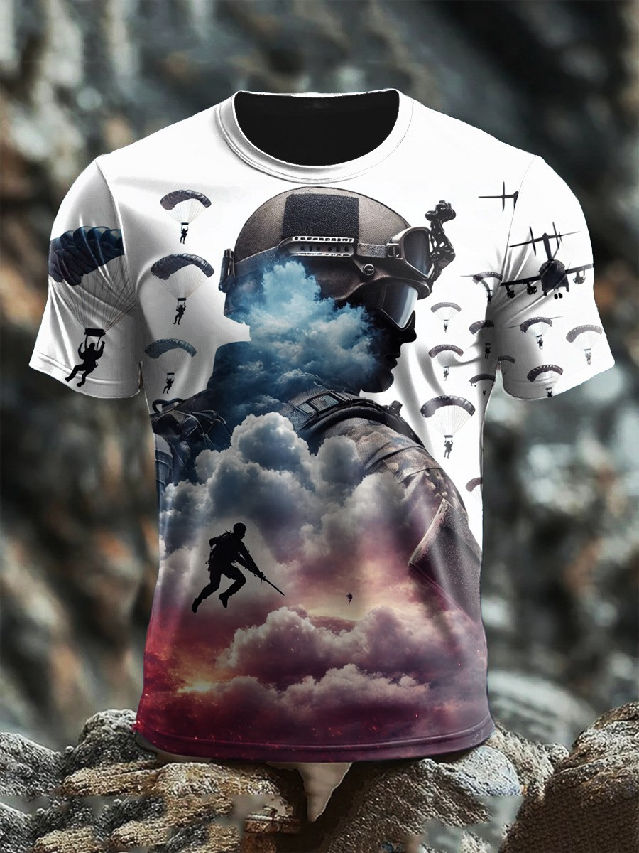 US Veteran T-Shirt Warrior Soldier Paratrooper Apparel Gifts Ideas For Him