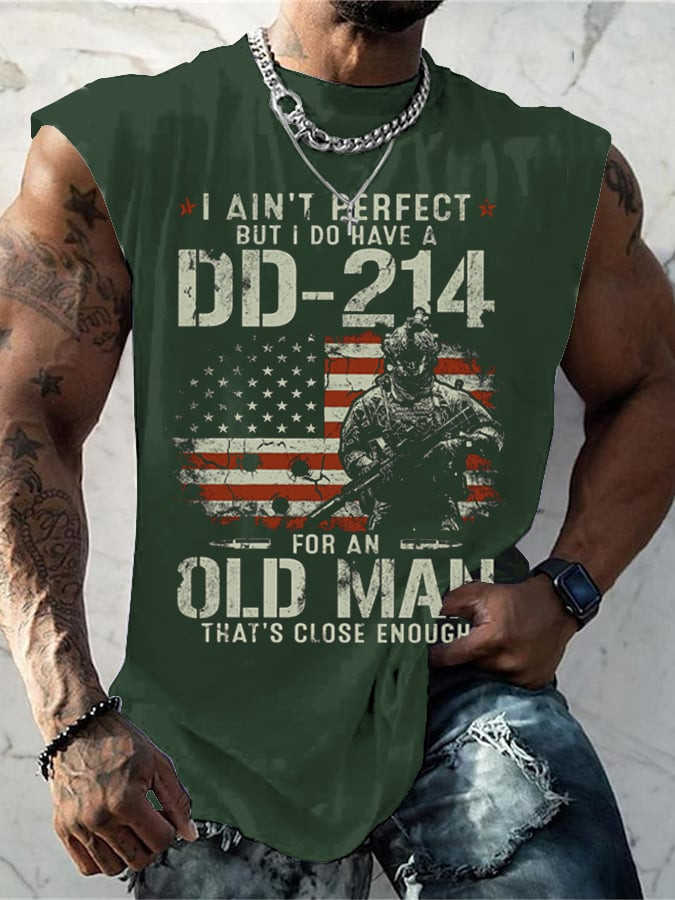 US Veteran Tank Top I Ain't Perfect But I Do Have A DD 214 Military Apparel Gifts For Men
