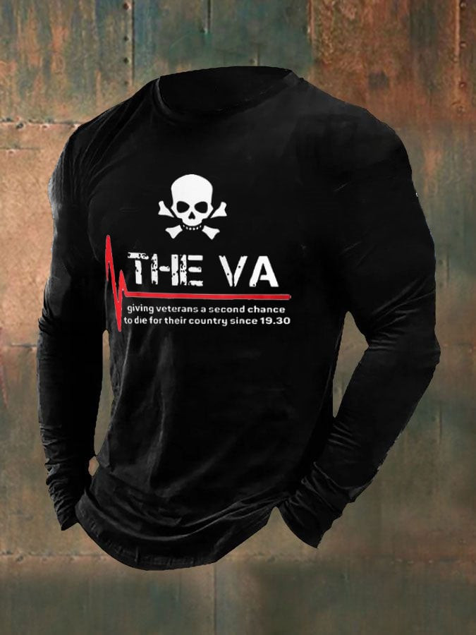 US Veteran The Va Long Sleeve Shirt Dead Skull Pattern Veteran Merch Gift Ideas