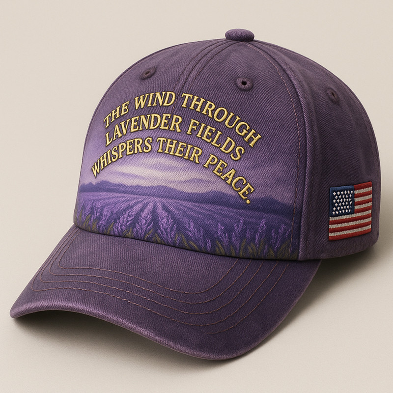 US Veteran The Wind Through Lavender Feild Hat American Flag Cap Gifts For Him