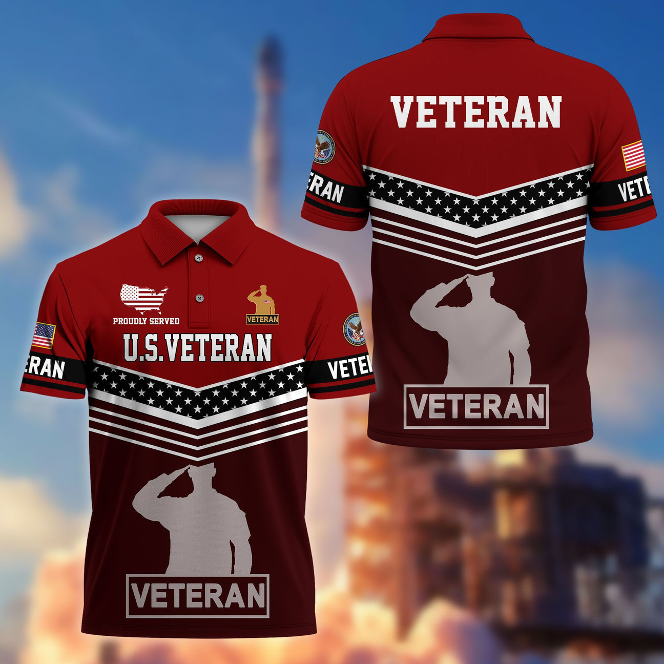 US Veterans Polo Shirt Proudly Served Shirt Gifts for Veterans Day