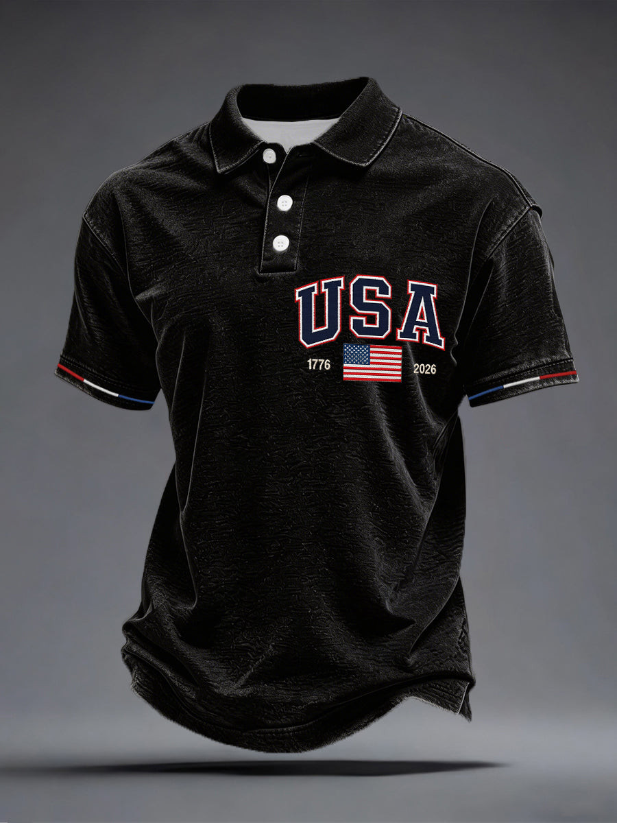 USA 1776 2026 Polo Shirt Mens Patriotic Clothing Gifts For A Patriotic Person