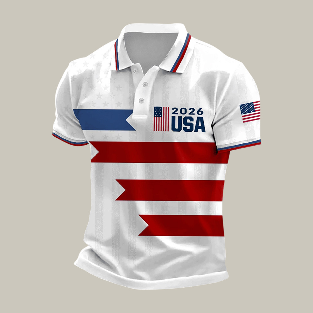 USA 2026 FIFA World Cup Polo Shirt American Flag World Cup Clothes Soccer Fans