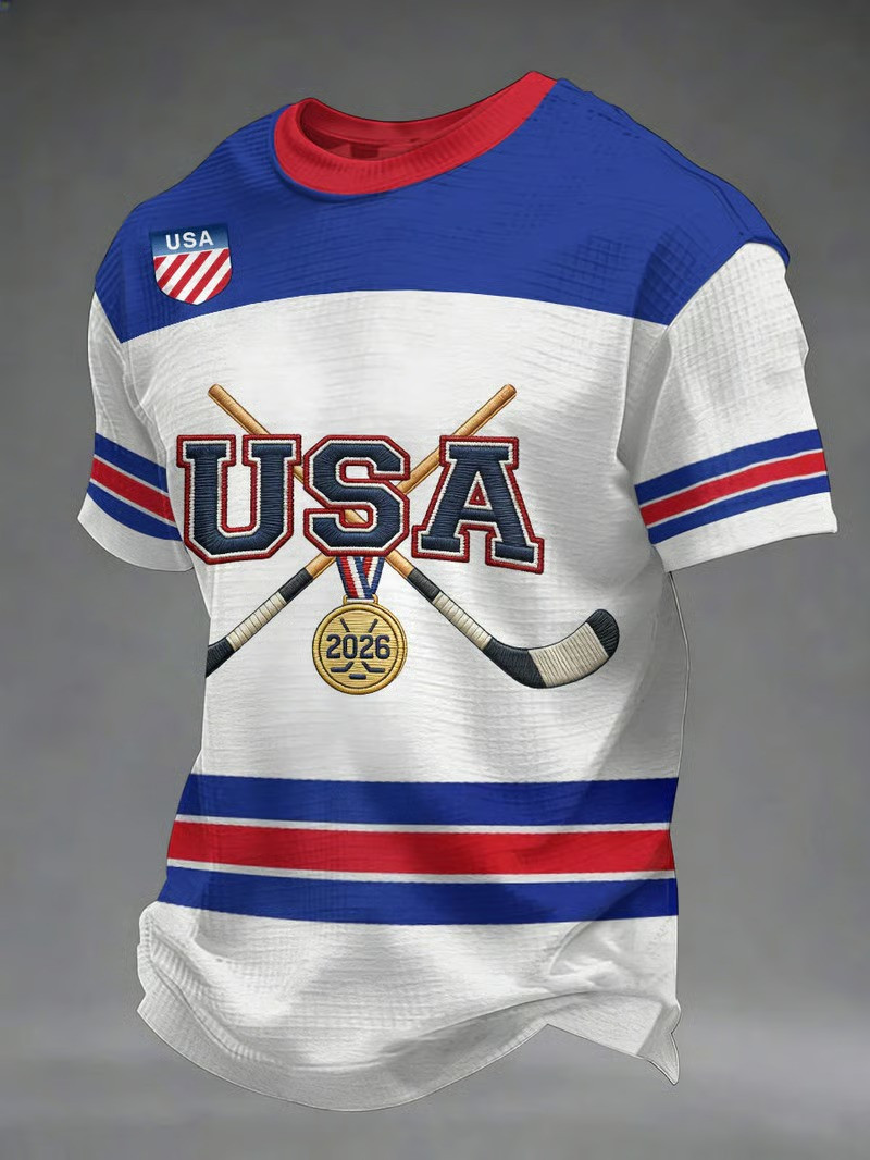 USA 2026 Ice Hockey T-Shirt Gold Medal Team USA Fan Gear Best Gift For Hockey Supporters