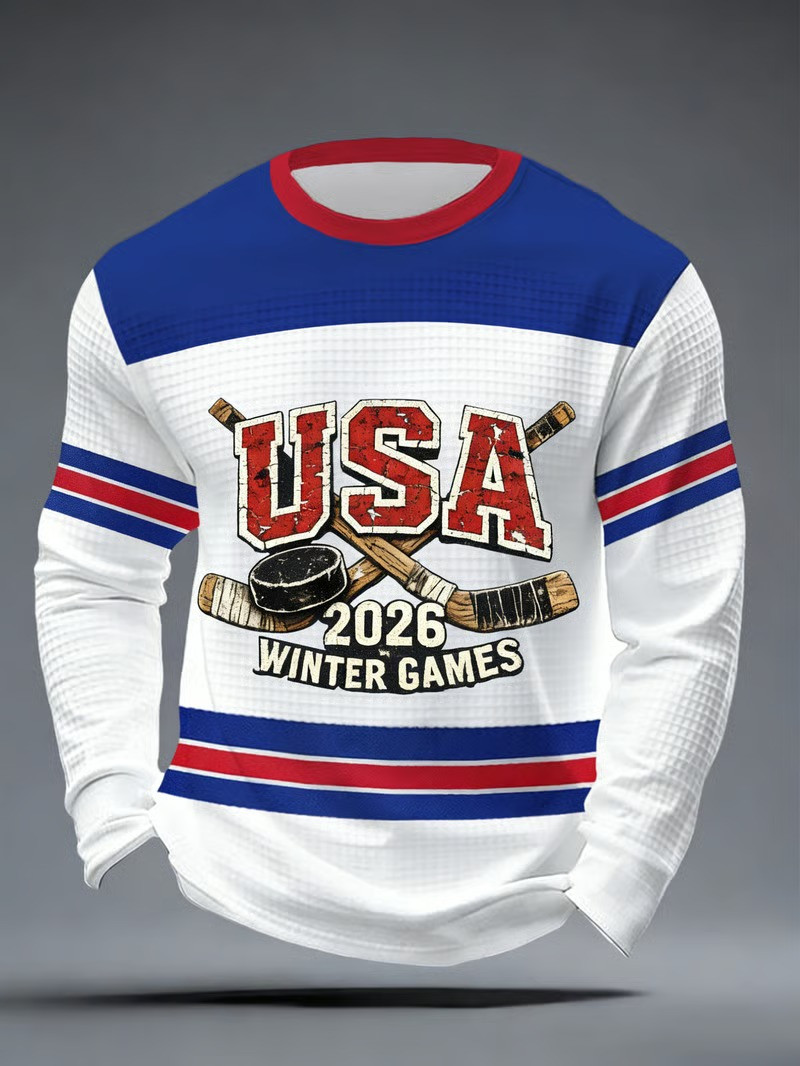 USA 2026 Winter Games Ice Hockey Long Sleeve Shirt Team USA Fan Gear Best Gift For Hockey Fans