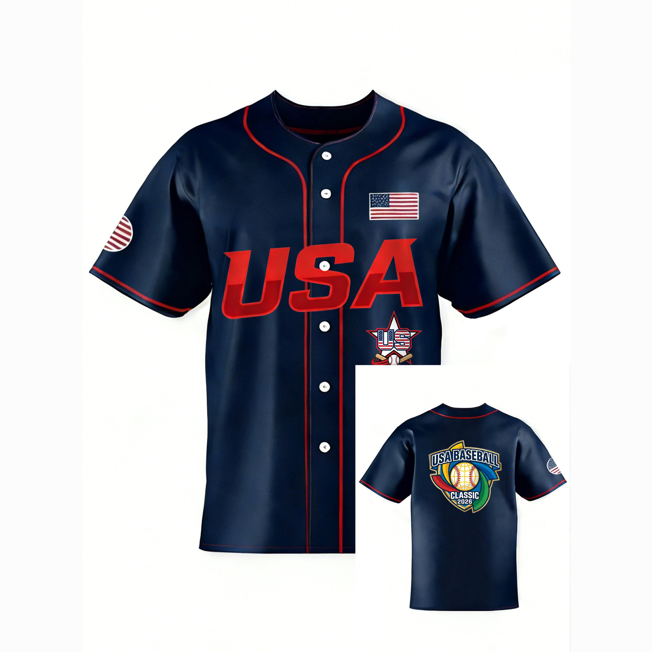 USA 2026 World Baseball Classic Jersey American Flag Baseball Clothes Present For Fans