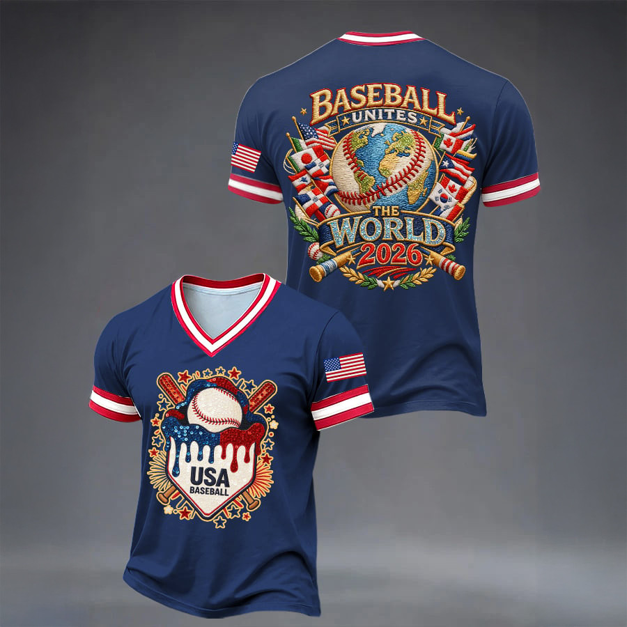 USA 2026 World Baseball Classic V-Neck Shirt Baseball Merch Present Idea For Fans