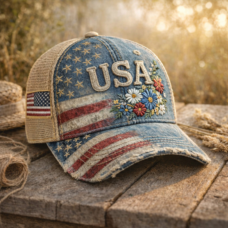 USA 250 Of Freedom Floral Vintage Hat Fourth Of July Baseball Cap Present For Patriots