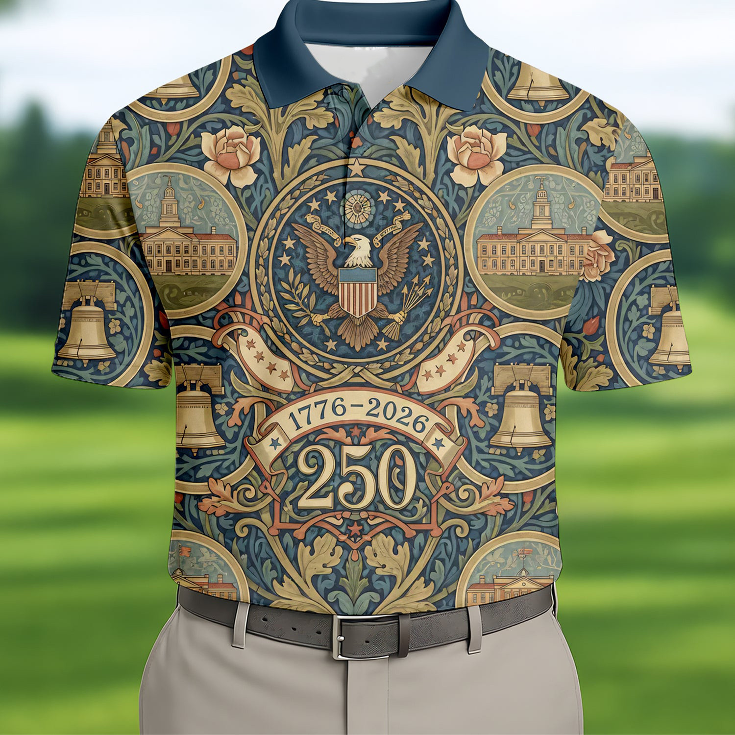 USA 250 Semiquincentennial Golf Polo Shirt Mens Golf Shirts Golf Gifts For Dad