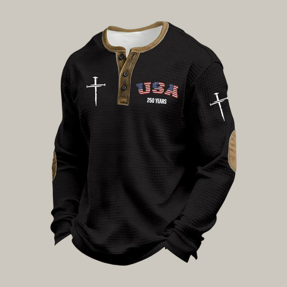 USA 250 Years 1776 2026 Faith Button Long Sleeve Shirt 4th Of July Outfit Ideas Husband Gift Idea