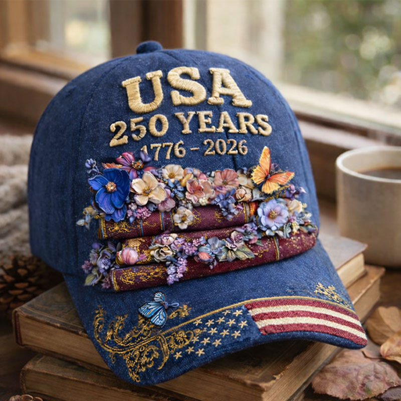 USA 250 Years 1776 2026 Floral Hat American Patriot Baseball Cap Patriotic Present