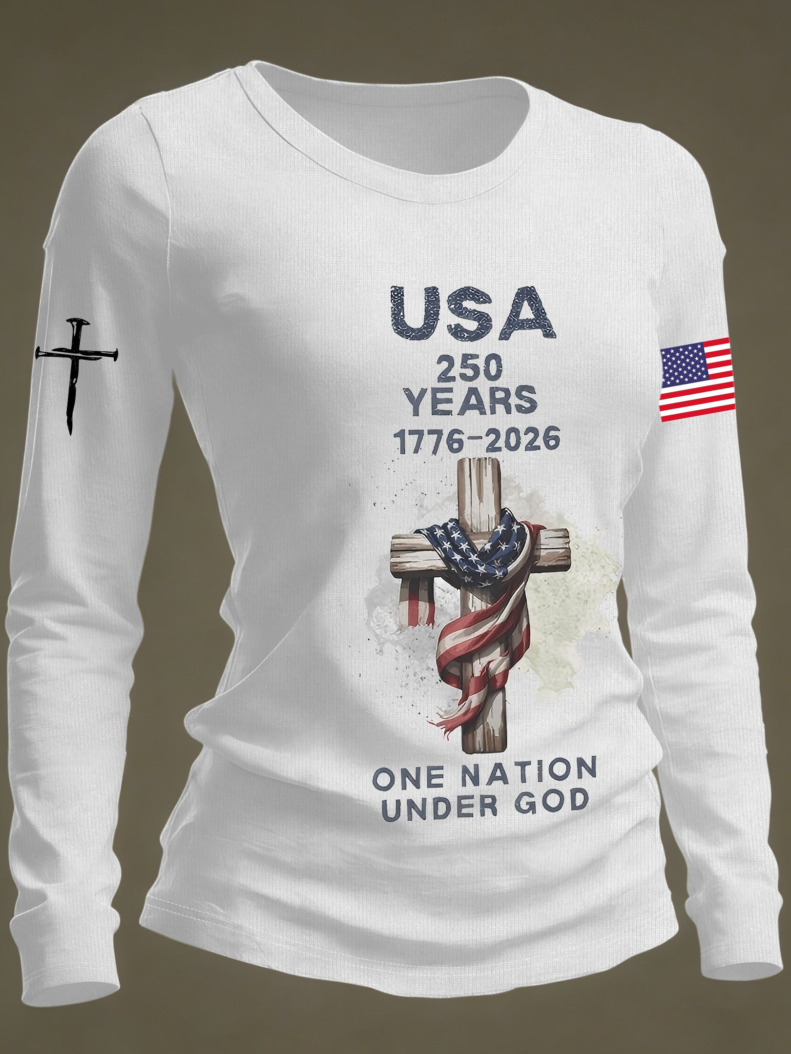 USA 250 Years 1776 2026 Long Sleeve Shirt One Nation Under God Merch Girlfriend Gift Ideas