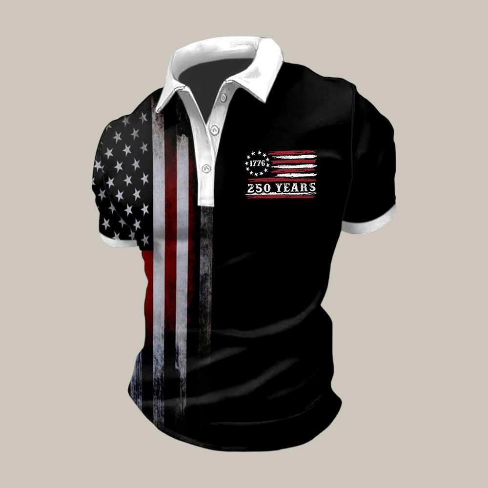 USA 250 Years 1776 2026 Polo Shirt American Flag Apparel 4Th Of July Gift