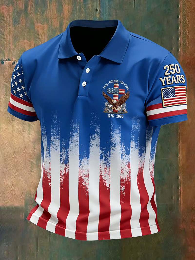 USA 250 Years 1776 2026 Polo Shirt American Flag Patriotic Collar Top Best Independence Day Gift Ideas