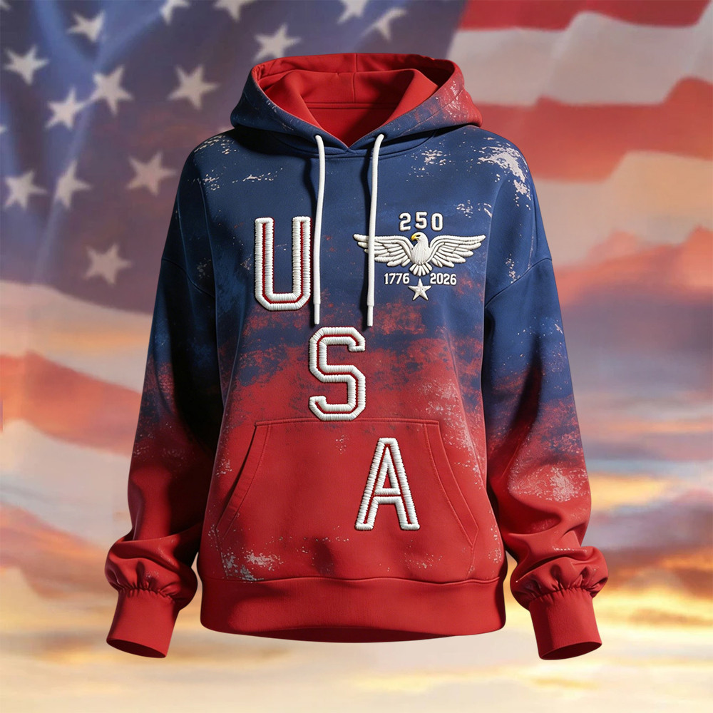 USA 250 Years 1776 2026 Vintage Hoodie Independence Day 2026 Hooded Sweatshirt