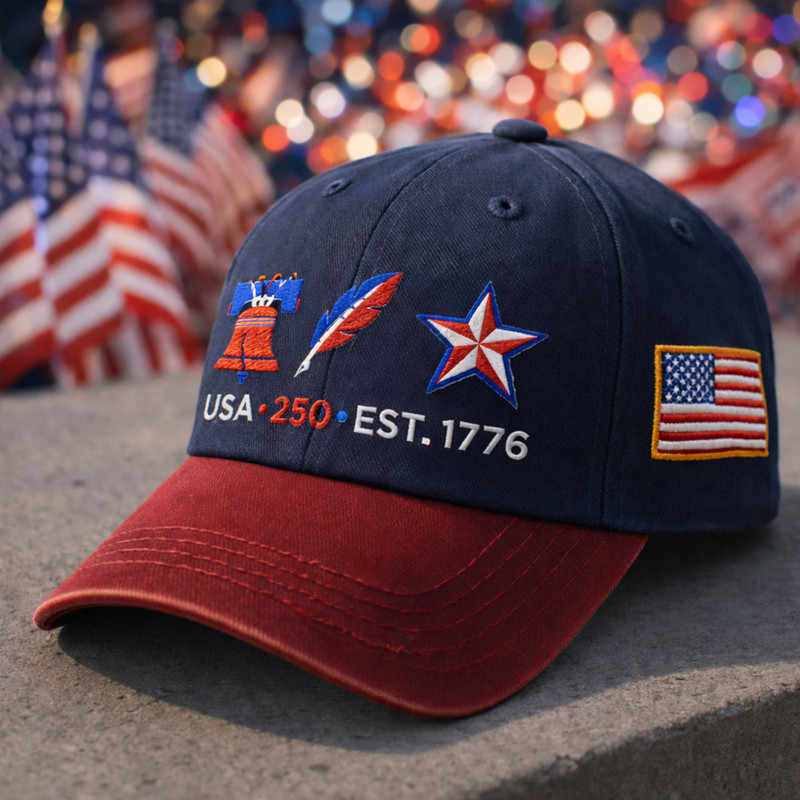 USA 250 Years Est 1776 Hat American Flag Baseball Cap Patriotic Gift Ideas
