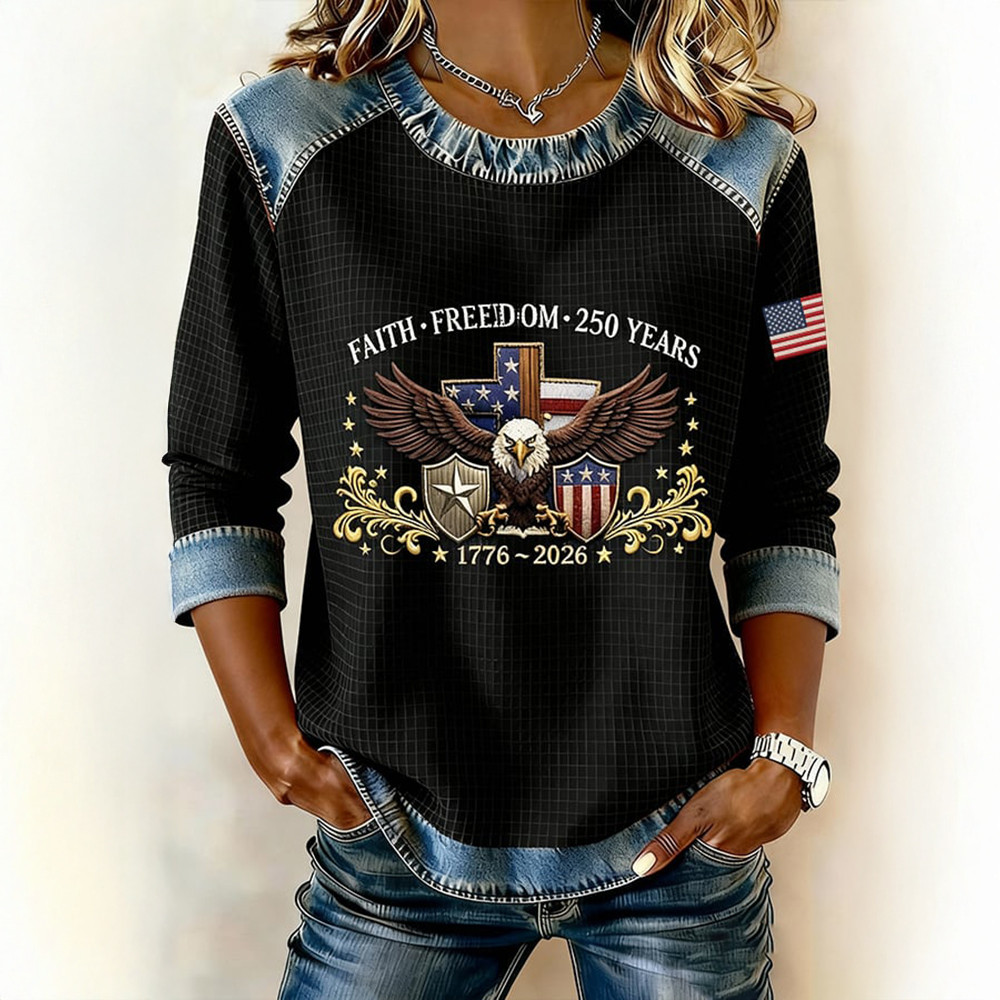 USA 250 Years Faith Freedom Sweatshirt Semiquincentennial Merch Independence Day Clothing
