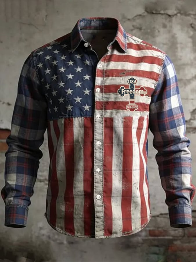 USA 250 Years Freedom Button Up Long Sleeve Shirt American Flag 1776 2026 Merch Gifts For Him USA 250 Years Freedom Button Up Long Sleeve Shirt American Flag 1776 2026 Merch Gifts For Him