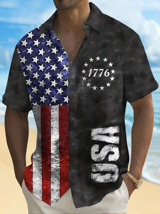 USA 250 Years Of America Hawaiian Button Shirt Independence Day 1776 2026 Clothing Gift Ideas