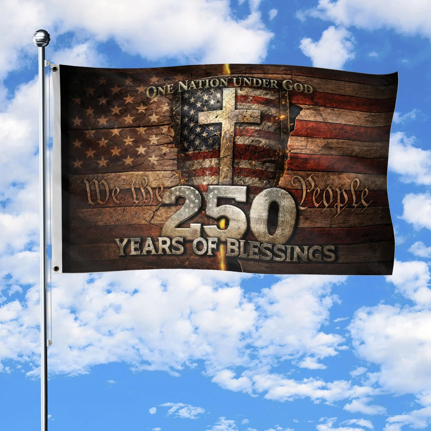 USA 250 Years Of Blessings Flag Fourth Of July Flags Gifts For Independence Day
