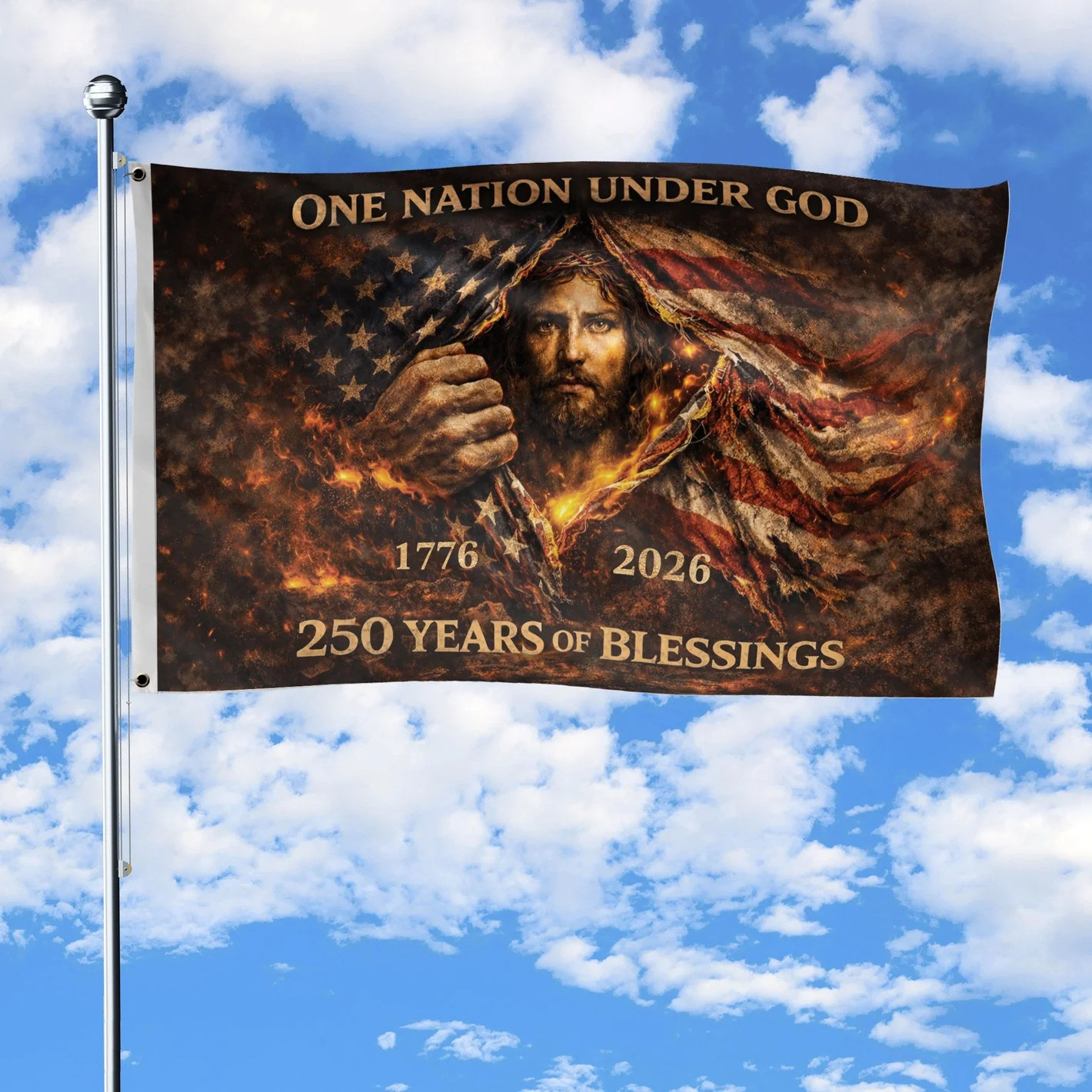 USA 250 Years Of Blessings Flag One Nation Under God Flag July 4 Decorations Patriotic Gifts